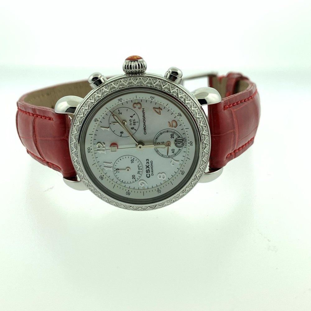 MICHELE CSK 33 DIAMOND BEZEL MOP CHRONOGRAPH WHITE